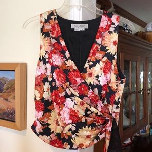 Kay Unger NY silk floral blouse sz 6